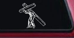 Jesus With The Cross Christian Car or Truck Window Decal Sticker