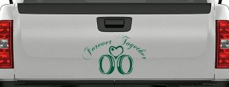 Forever Together Marriage Wedding Car or Truck Window Decal Sticker (Dark Green)
