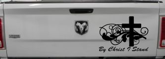 By Christ I Stand Christian Car or Truck Window Decal Sticker (Matte Black)