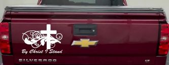 By Christ I Stand Christian Car or Truck Window Decal Sticker (White)