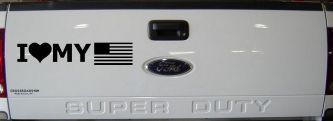 I Love My USA America Military Car or Truck Window Decal Sticker (Black)