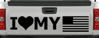 I Love My USA America Military Car or Truck Window Decal Sticker (Black)