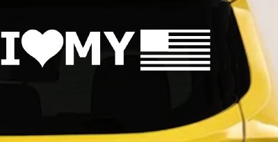 I Love My USA Military Decal - Car Truck Window Sticker Vinyl (White)