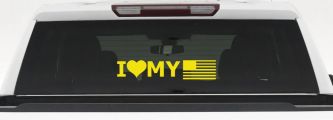 I Love My USA America Military Car or Truck Window Decal Sticker (Yellow)