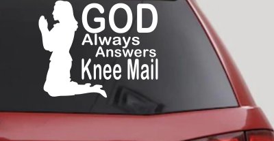 God Answers Knee Mail Christian Car Truck Decal Sticker for Women
