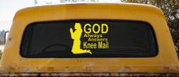 God Always Answers Knee Mail Woman Christian Car or Truck Window Decal Sticker (Yellow)