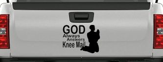 God Always Answers Knee Mail Man Christian Car or Truck Window Decal Sticker (Black)