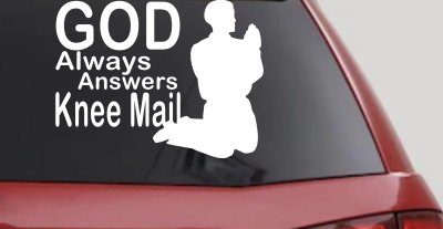 God Answers Knee Mail Man Christian Car Truck Window Vinyl Decal Sticker