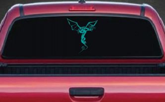 Dragon Flying Car or Truck Window Decal Sticker (Turquoise)