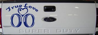 True Love Wedding Rings Heart Car or Truck Window Decal Sticker (Navy)