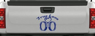 True Love Wedding Rings Heart Car or Truck Window Decal Sticker (Navy)