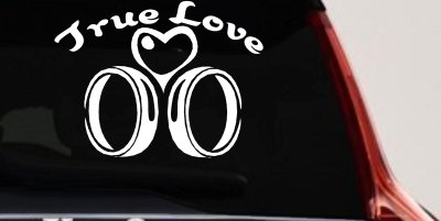True Love Wedding Rings Heart Car Truck Decal Vinyl Sticker