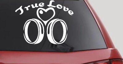 True Love Wedding Rings Heart Car Truck Decal Vinyl Sticker