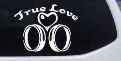 True Love Wedding Rings Heart Car or Truck Window Decal Sticker