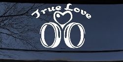 True Love Wedding Rings Heart Car or Truck Window Decal Sticker