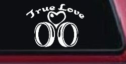 True Love Wedding Rings Heart Car or Truck Window Decal Sticker