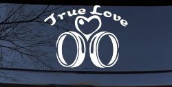 True Love Wedding Rings Heart Car or Truck Window Decal Sticker