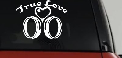 True Love Wedding Rings Heart Car Truck Decal Vinyl Sticker