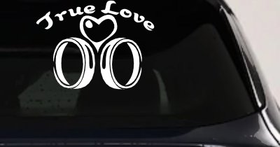 True Love Wedding Rings Heart Car Truck Decal Vinyl Sticker