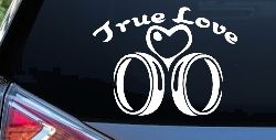 True Love Wedding Rings Heart Car or Truck Window Decal Sticker