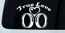True Love Wedding Rings Heart Car or Truck Window Decal Sticker