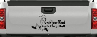 Funny Lets Play Ball Baseball Sports Car or Truck Window Decal Sticker (Black)
