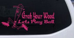 Funny Lets Play Ball Baseball Sports Car or Truck Window Decal Sticker (Hot Pink)