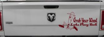 Funny Lets Play Ball Baseball Sports Car or Truck Window Decal Sticker (Purple Red)