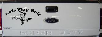 Lets Play Ball Baseball Pitcher Sports Car or Truck Window Decal Sticker (Black)