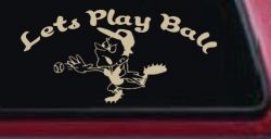 Lets Play Ball Baseball Pitcher Sports Car or Truck Window Decal Sticker (Desert Sand)