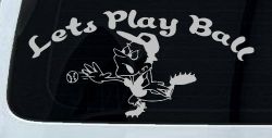 Lets Play Ball Baseball Pitcher Sports Car or Truck Window Decal Sticker (Light Gray)