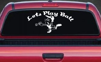 Lets Play Ball Baseball Pitcher Sports Car or Truck Window Decal Sticker