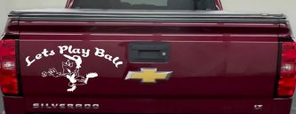 Lets Play Ball Baseball Pitcher Sports Car or Truck Window Decal Sticker (White)