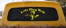 Lets Play Ball Baseball Pitcher Sports Car or Truck Window Decal Sticker (Yellow)