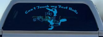 Funny Fast Ball Baseball Pitcher Sports Car or Truck Window Decal Sticker (Blue)