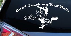 Funny Fast Ball Baseball Pitcher Sports Car or Truck Window Decal Sticker