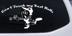 Funny Fast Ball Baseball Pitcher Sports Car or Truck Window Decal Sticker