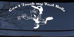 Funny Fast Ball Baseball Pitcher Sports Car or Truck Window Decal Sticker