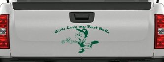 Funny Love Fast Ball Pitcher Sports Car or Truck Window Decal Sticker (Dark Green)
