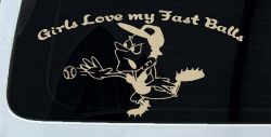 Funny Love Fast Ball Pitcher Sports Car or Truck Window Decal Sticker (Desert Sand)