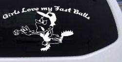 Funny Love Fast Ball Pitcher Sports Car or Truck Window Decal Sticker