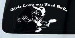Funny Love Fast Ball Pitcher Sports Car or Truck Window Decal Sticker