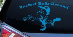 Fastest Balls Around Baseball Sports Car or Truck Window Decal Sticker (Blue)