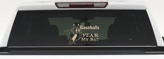 Baseballs Fear My Bat Sports Car or Truck Window Decal Sticker (Desert Sand)