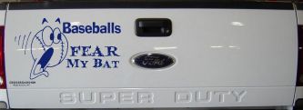 Baseballs Fear My Bat Sports Car or Truck Window Decal Sticker (Navy)