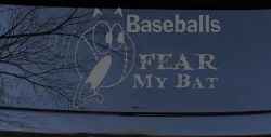 Baseballs Fear My Bat Sports Car or Truck Window Decal Sticker (Silver)
