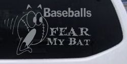 Baseballs Fear My Bat Sports Car or Truck Window Decal Sticker (Telegrey)