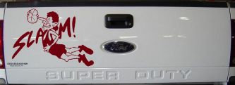 Slam Dunk Basketball Sports Car or Truck Window Decal Sticker (Burgundy)