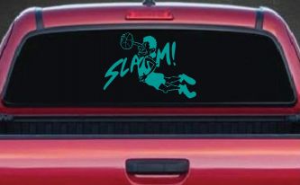 Slam Dunk Basketball Sports Car or Truck Window Decal Sticker (Turquoise)