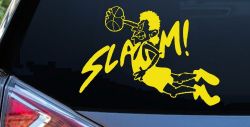 Slam Dunk Basketball Sports Car or Truck Window Decal Sticker (Yellow)